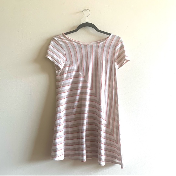 PUELLA ANTHROPOLOGIE Striped tunic top orange cream Medium Long shirt Asymmetric - Picture 3 of 7